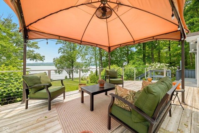 7600 N Blue Heron Dr, Unionville, IN 47468 - wooden deck with a water view