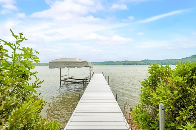 7600 N Blue Heron Dr, Unionville, IN 47468 - dock area with boat lift and a water view
