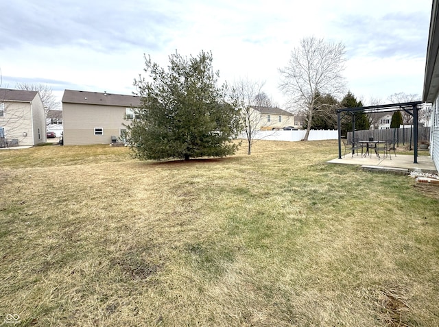 view of yard with a patio area and fence