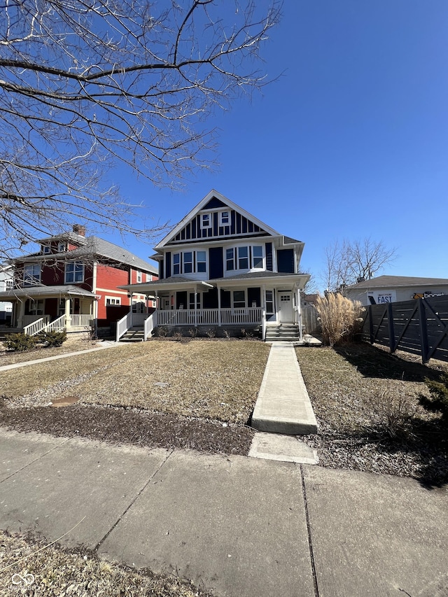 view of front facade featuring covered porch