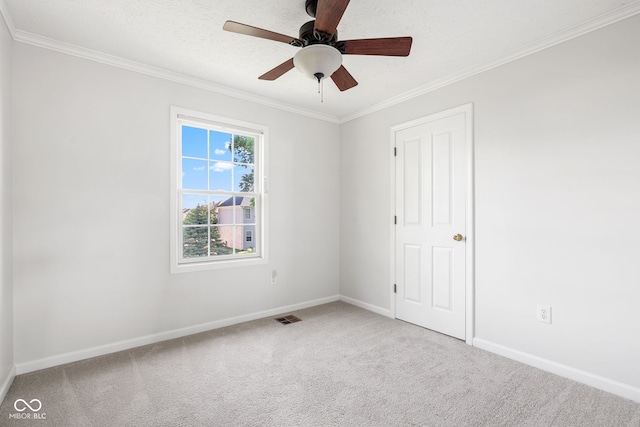 11866 Weathered Edge Dr, Fishers, IN 46037 - spare room featuring ornamental molding, carpet floors, baseboards, and a ceiling fan