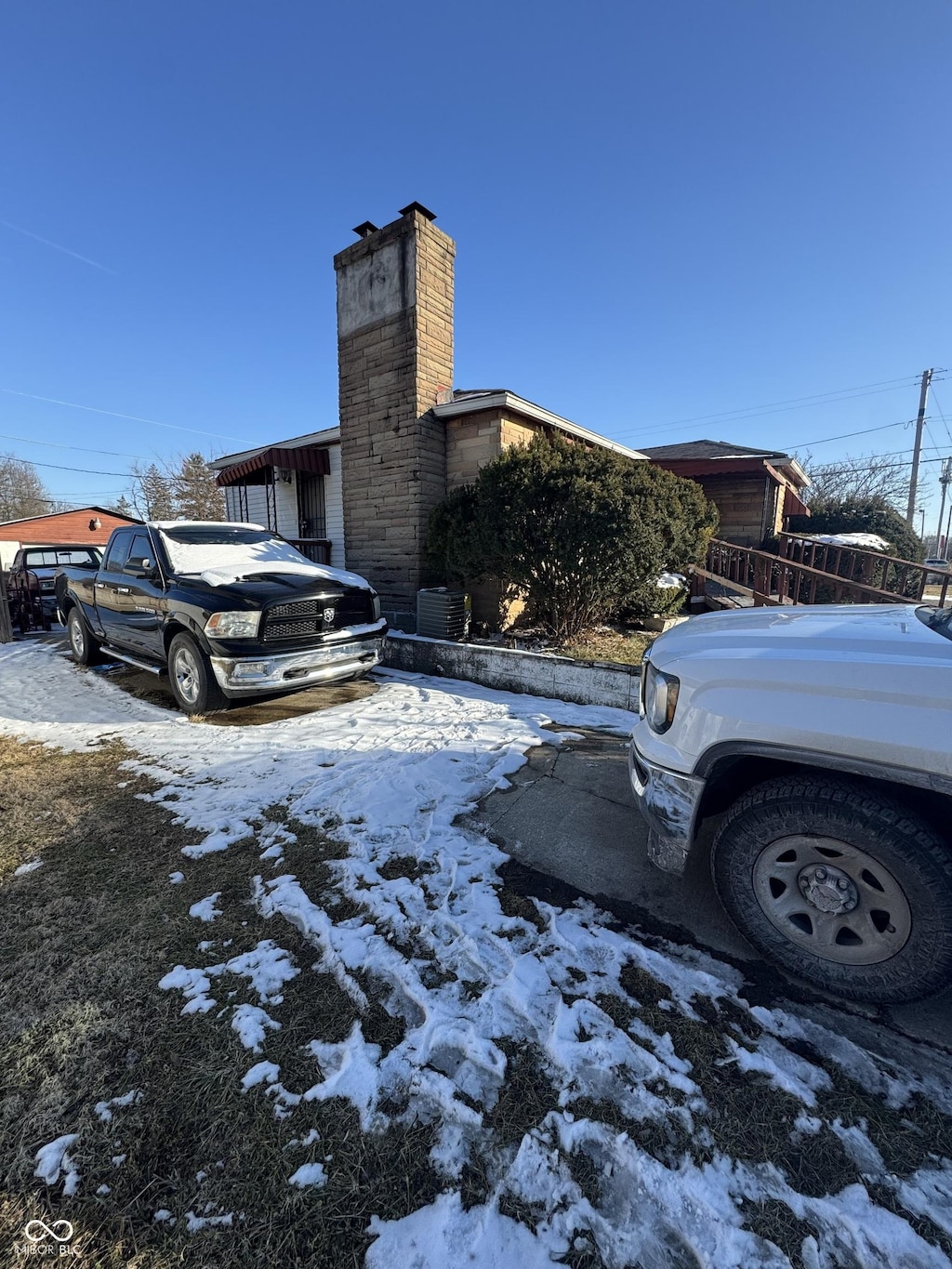 view of snow covered property