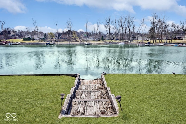 view of water feature with a residential view