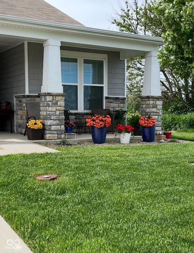 view of yard featuring a porch