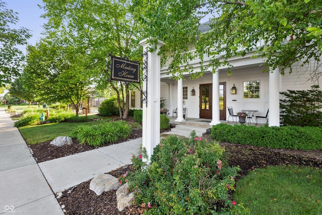 neoclassical home with covered porch