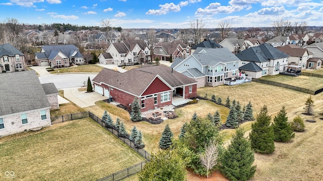 aerial view with a residential view