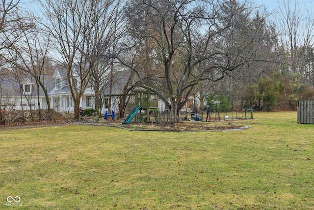 view of yard with a playground