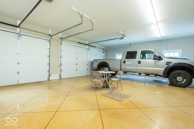 garage with a garage door opener