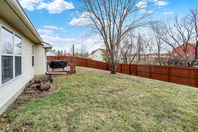 view of yard featuring a fenced backyard