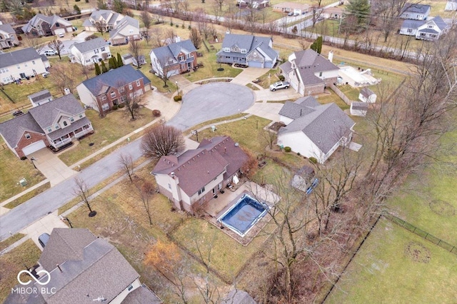 bird's eye view featuring a residential view