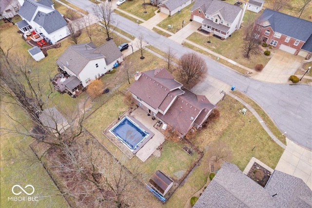 bird's eye view with a residential view