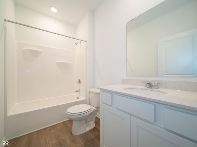 1366 Foxtail Ln, Greenwood, IN 46143 - bathroom featuring vanity, wood finished floors, and shower / bath combination