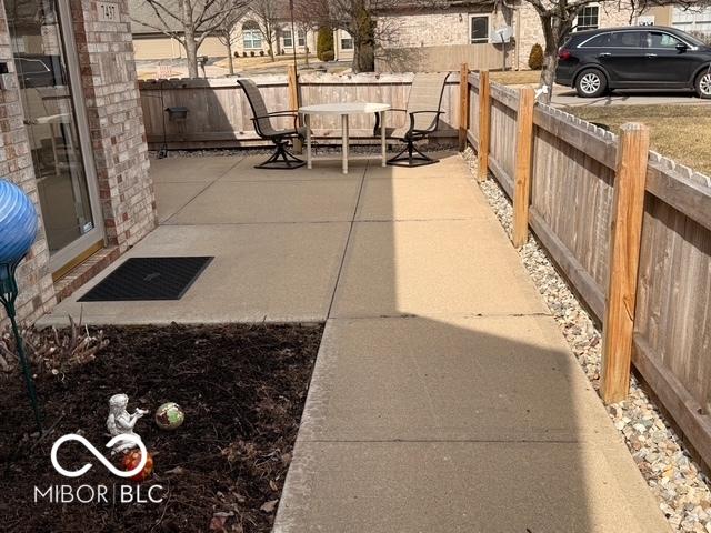 view of patio / terrace with a fenced backyard and outdoor dining space