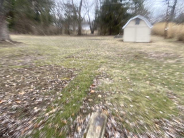 view of yard featuring a shed and an outdoor structure