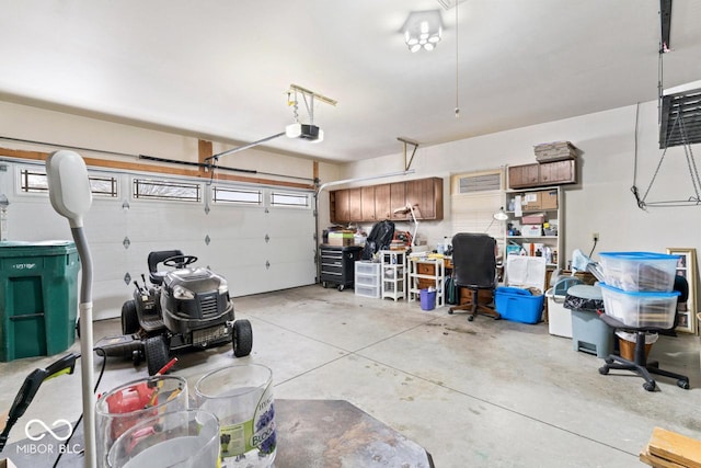 garage with a garage door opener