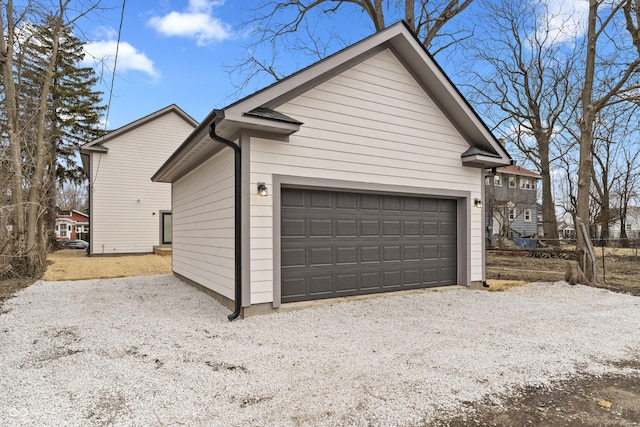 view of detached garage