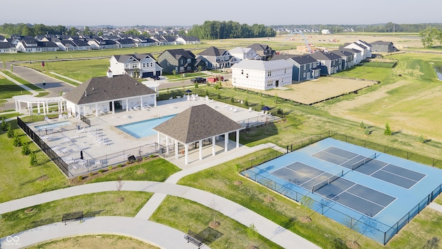 drone / aerial view with a residential view