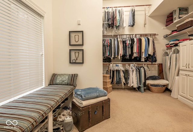 spacious closet with carpet