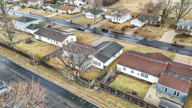 aerial view featuring a water view and a residential view