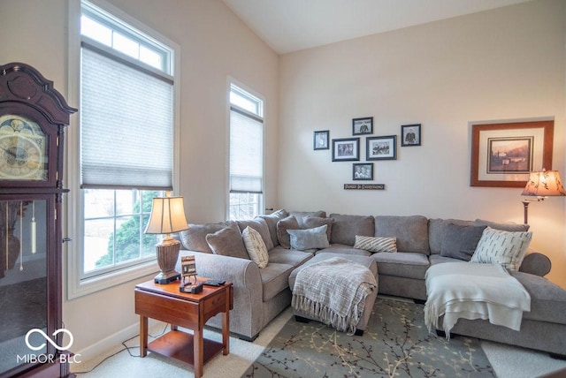 living area with baseboards