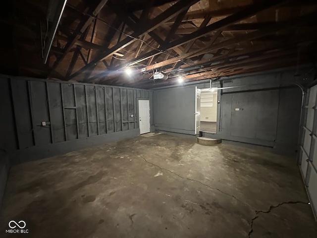 basement with a garage