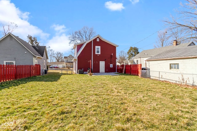 view of yard featuring cooling unit and a fenced backyard