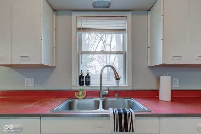 kitchen featuring a sink and white cabinetry