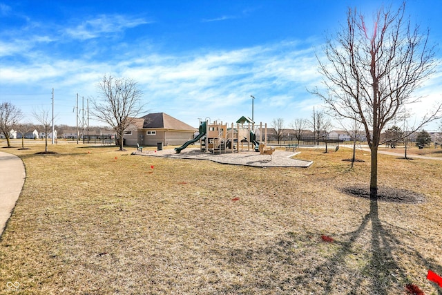 view of yard featuring playground community