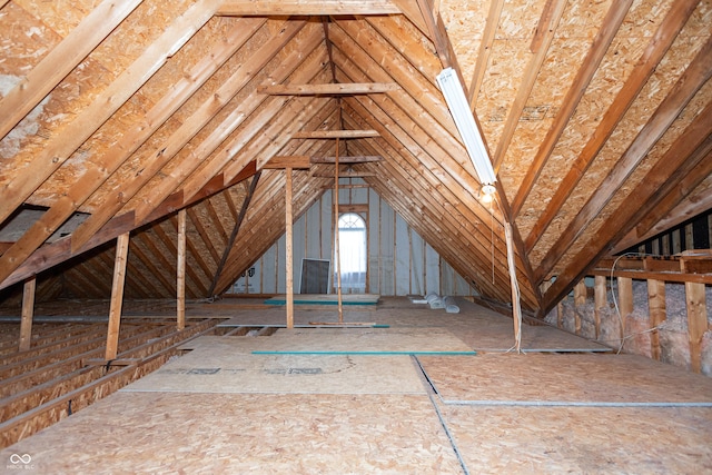 view of unfinished attic