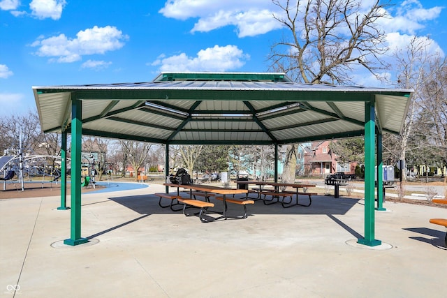 view of community with a gazebo