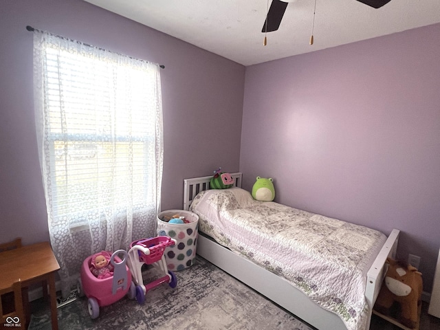 bedroom featuring ceiling fan