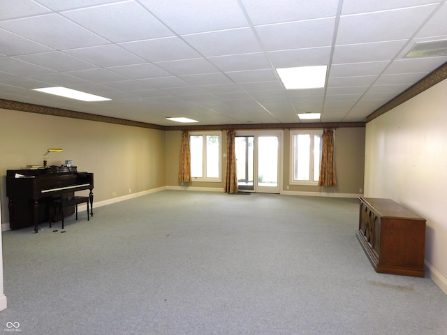 1229 E Tara Rd, Greensburg, IN 47240 - below grade area featuring carpet floors and a drop ceiling