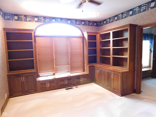 1229 E Tara Rd, Greensburg, IN 47240 - unfurnished office with ceiling fan, carpet, and wallpapered walls