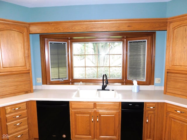 1229 E Tara Rd, Greensburg, IN 47240 - kitchen with black dishwasher and light countertops