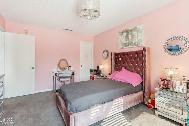 carpeted bedroom with visible vents