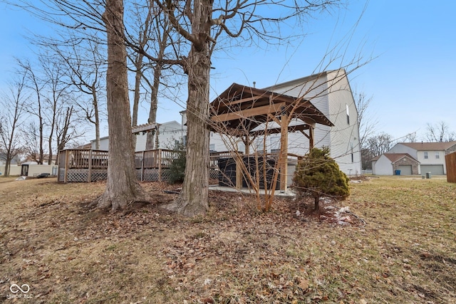 view of yard with a deck