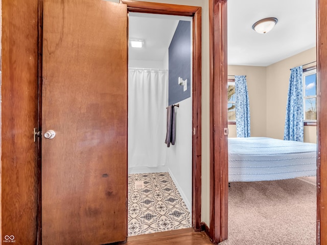 hallway featuring plenty of natural light and carpet flooring