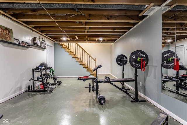 exercise area with baseboards