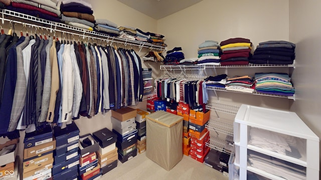 spacious closet with carpet