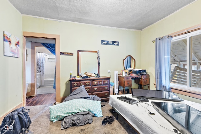 bedroom with a textured ceiling