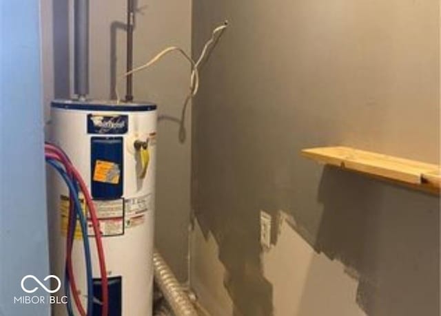 utility room featuring water heater