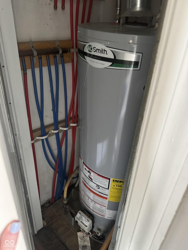 utility room featuring water heater