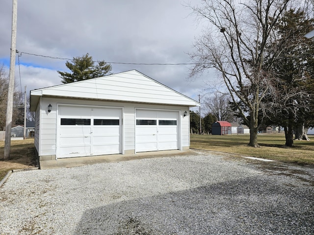 view of detached garage