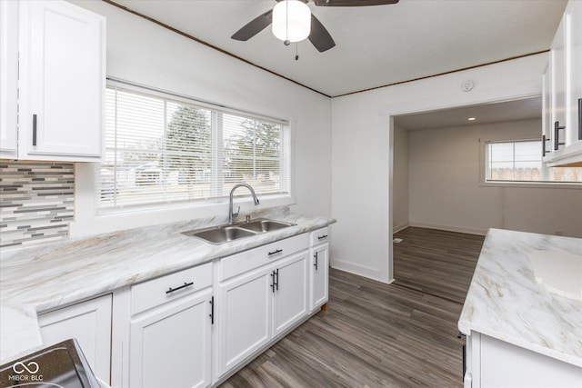 kitchen with a healthy amount of sunlight, white cabinetry, and a sink