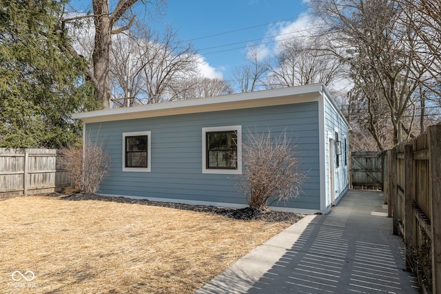 view of home's exterior featuring a fenced backyard