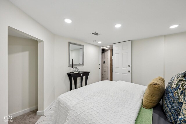 3645 N Delaware St, Indianapolis, IN 46205 - bedroom with recessed lighting, visible vents, baseboards, and carpet flooring