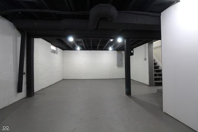 3645 N Delaware St, Indianapolis, IN 46205 - unfinished below grade area featuring electric panel and stairway