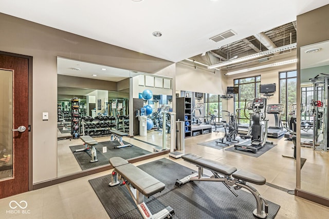 exercise room with visible vents