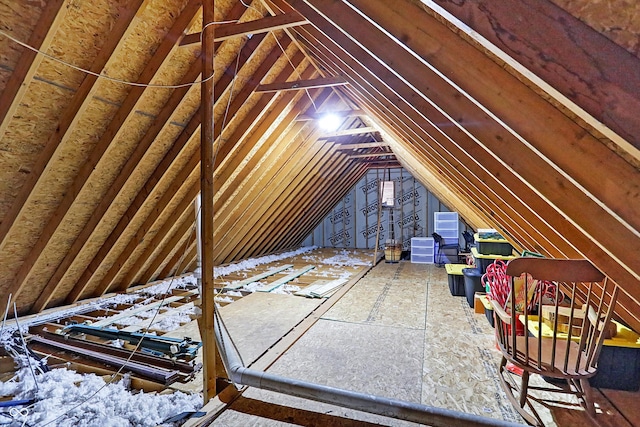 view of unfinished attic