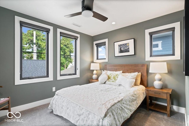 2026 Alvord St, Indianapolis, IN 46202 - carpeted bedroom featuring visible vents, ceiling fan, and baseboards